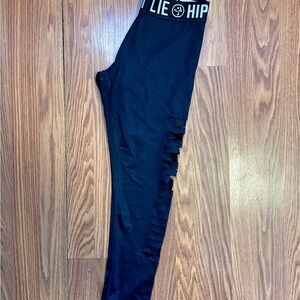 Black Zumba Leggings with Side Slit Detail